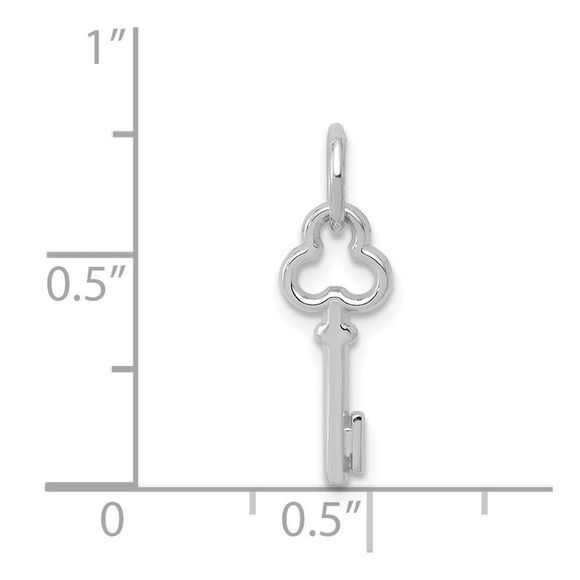 14k White Gold, Hannah Collection, Mini Initial I Shamrock Key Charm - Picture 4 of 6